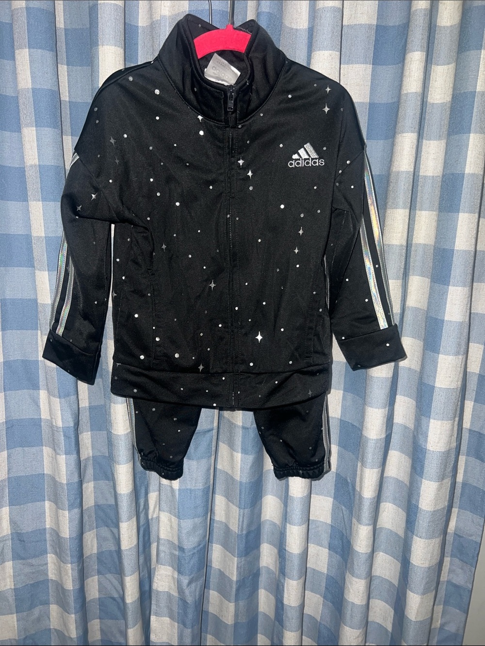adidas Black Kids Star-Print Track Jacket and Pants